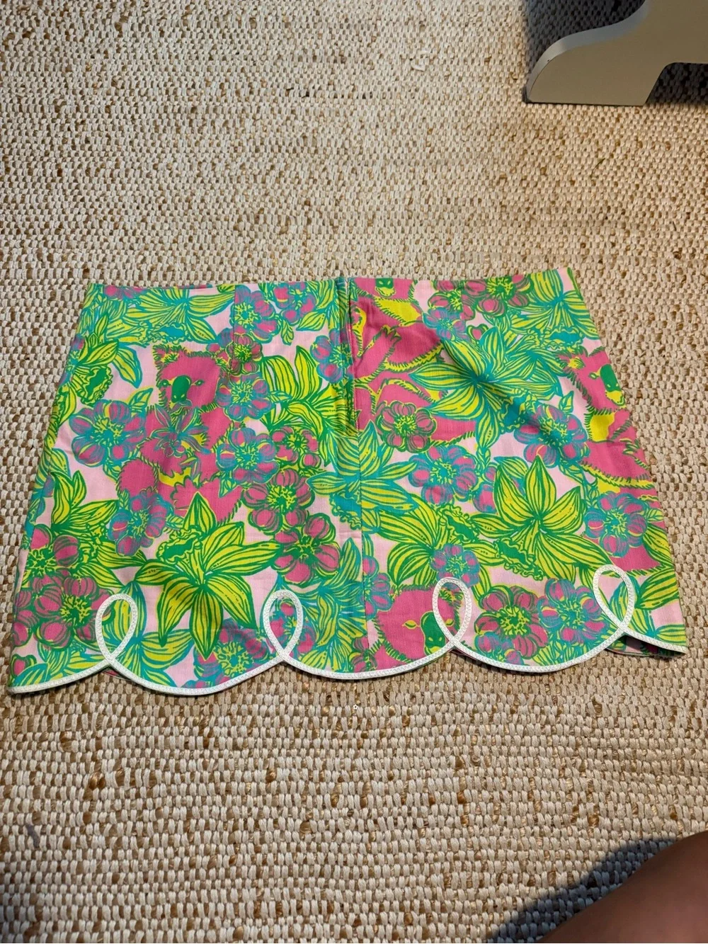 Lilly Pulitzer Koala Floral Scalloped Mini Skirt - Pink & Green